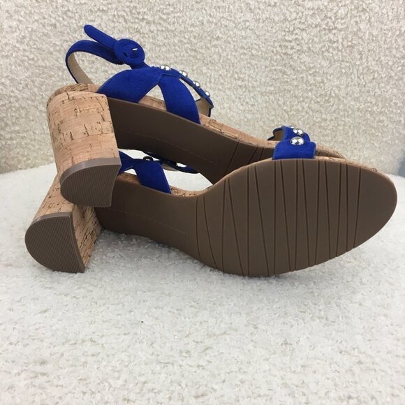 9,5 M new Gorgeous Blue Suede Vaneli Mavis Sandals Blue suede cork heels sandals - Picture 12 of 12